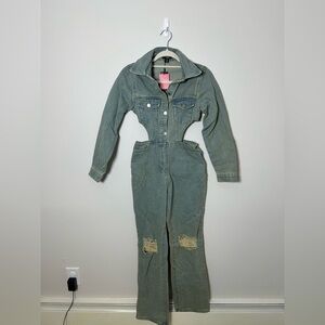 PrettyLittleThing Blue Denim Jumpsuit